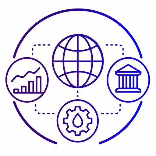 Globe, bank and rising chart illustrating financial market sensitivity to economic developments.