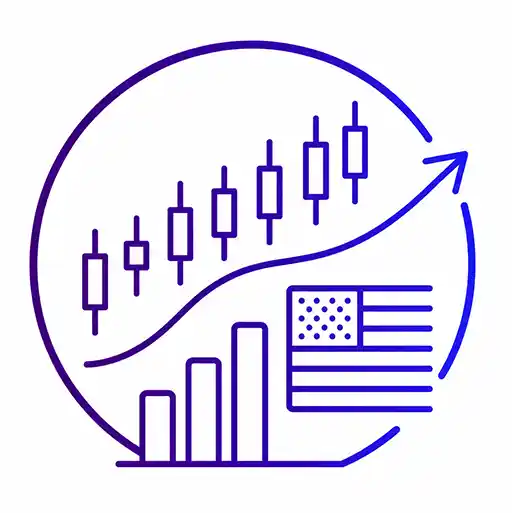 Rising candlestick and bar charts representing the US S&P 500 stock market index.